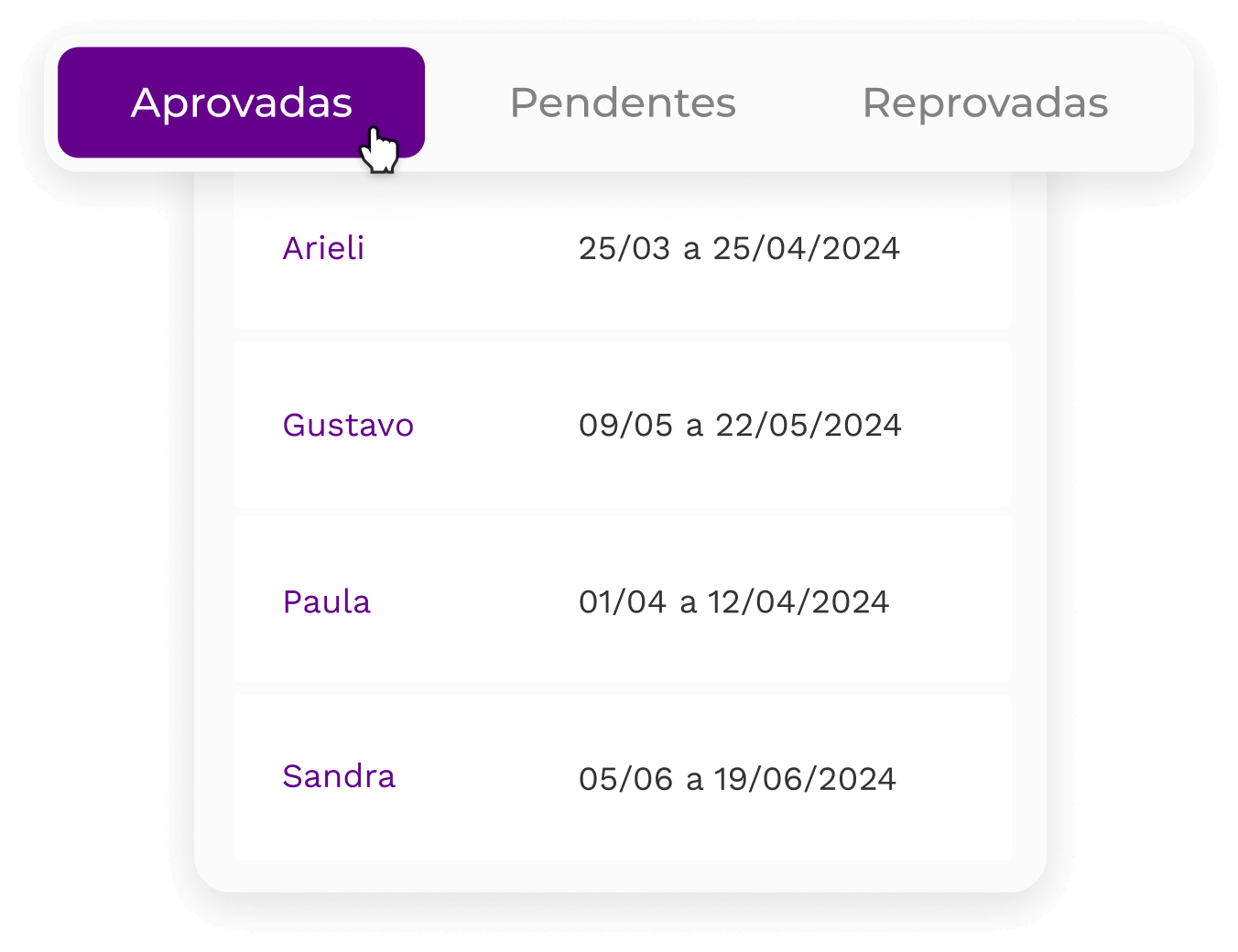 Férias no sistema admin