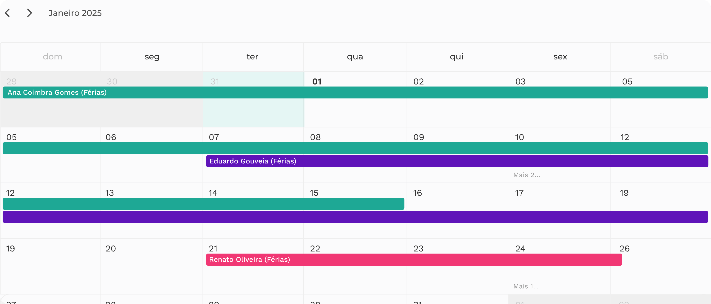 Calendário de férias